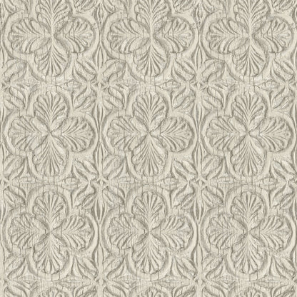 Chesapeake Karachi Taupe Wooden Damask Wallpaper, 20.5-in by 33-ft