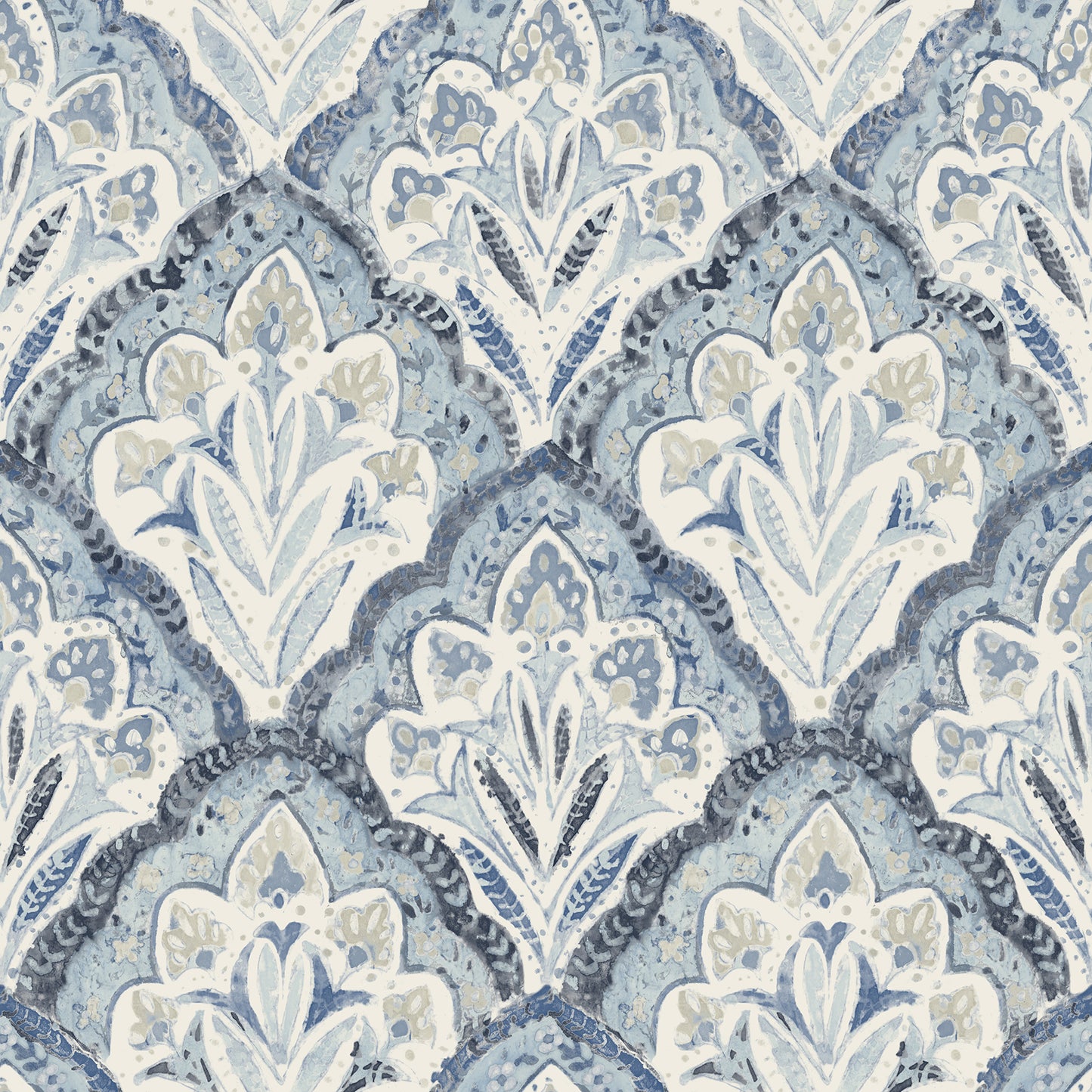 Chesapeake Mimir Blue Quilted Damask Wallpaper, 20.5-in by 33-ft