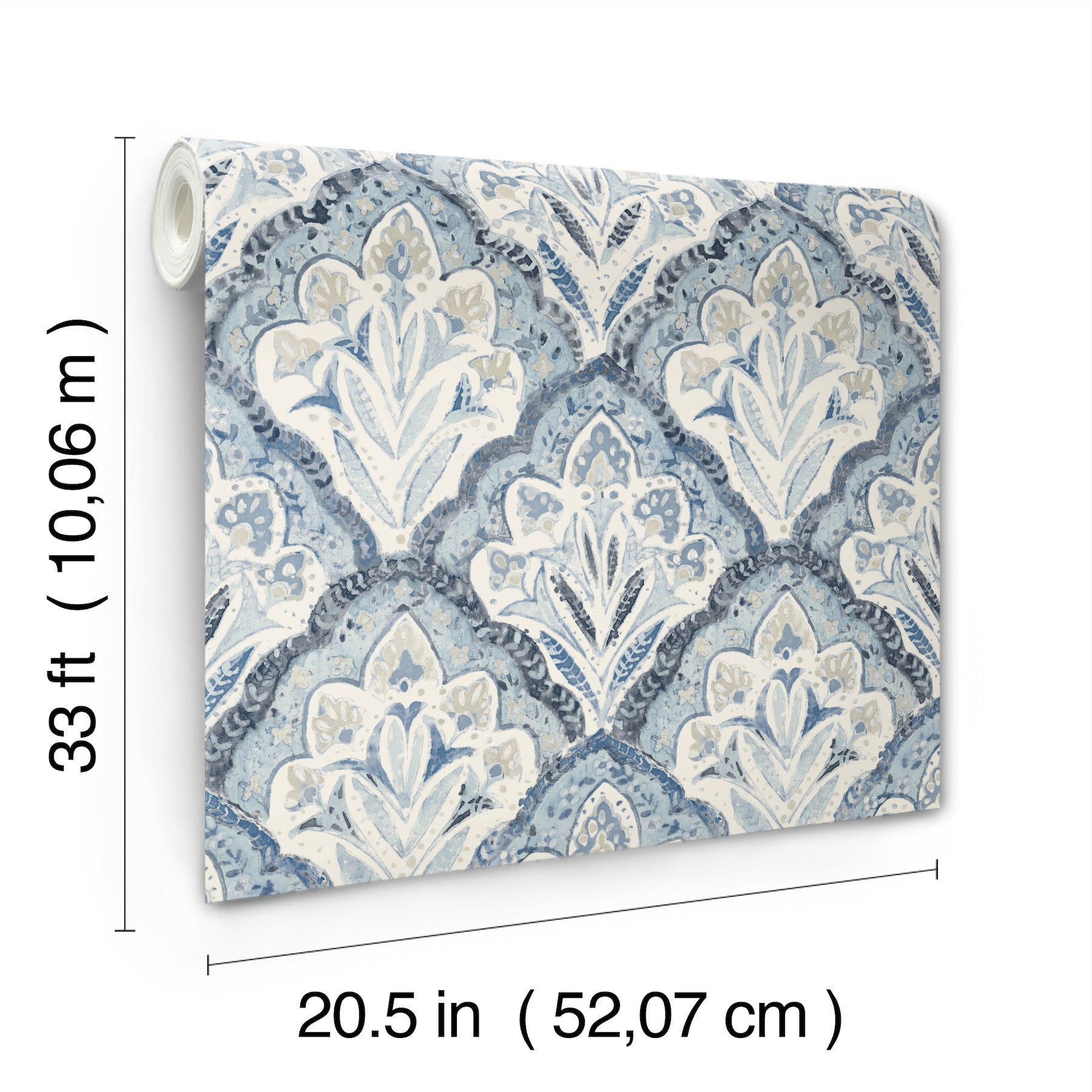 Chesapeake Mimir Blue Quilted Damask Wallpaper, 20.5-in by 33-ft