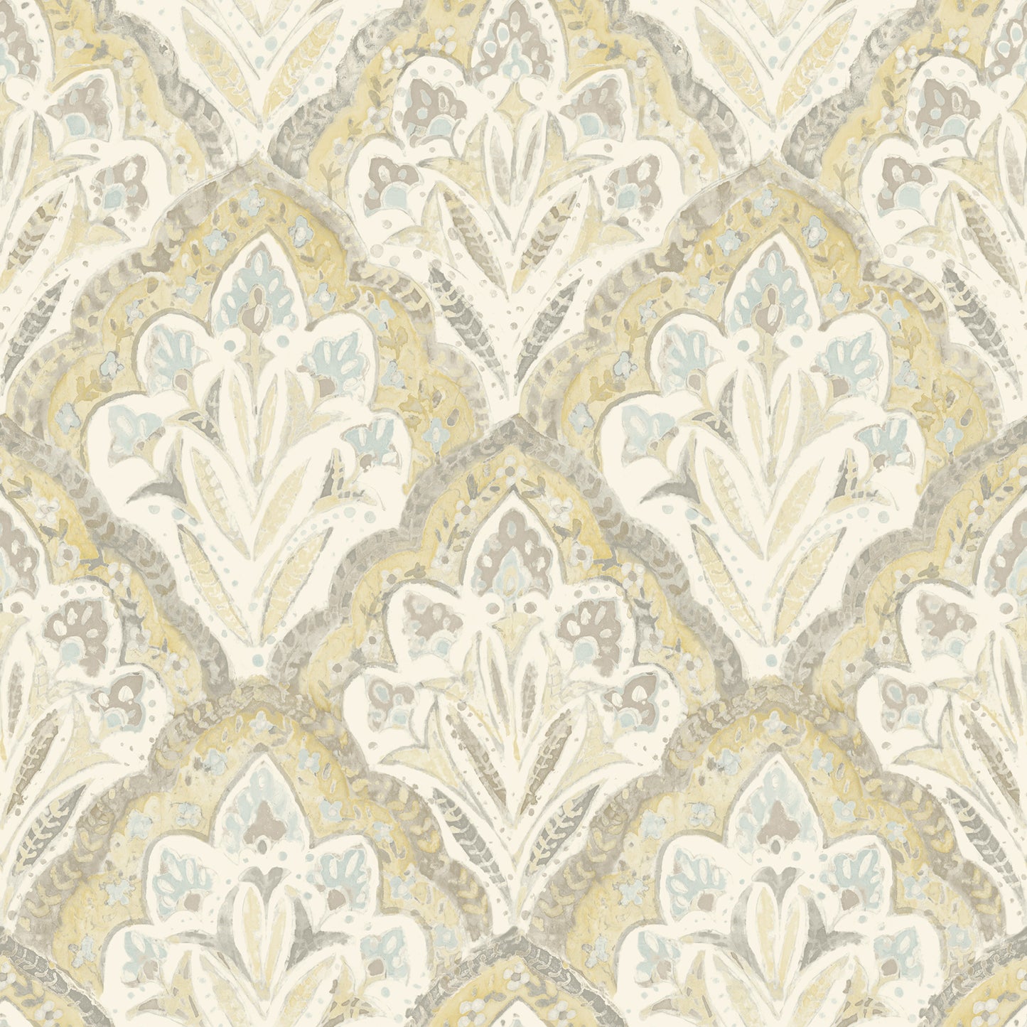 Chesapeake Mimir Mustard Quilted Damask Wallpaper, 20.5-in by 33-ft