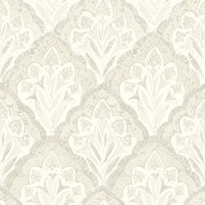 Chesapeake Mimir Dove Quilted Damask Wallpaper, 20.5-in by 33-ft