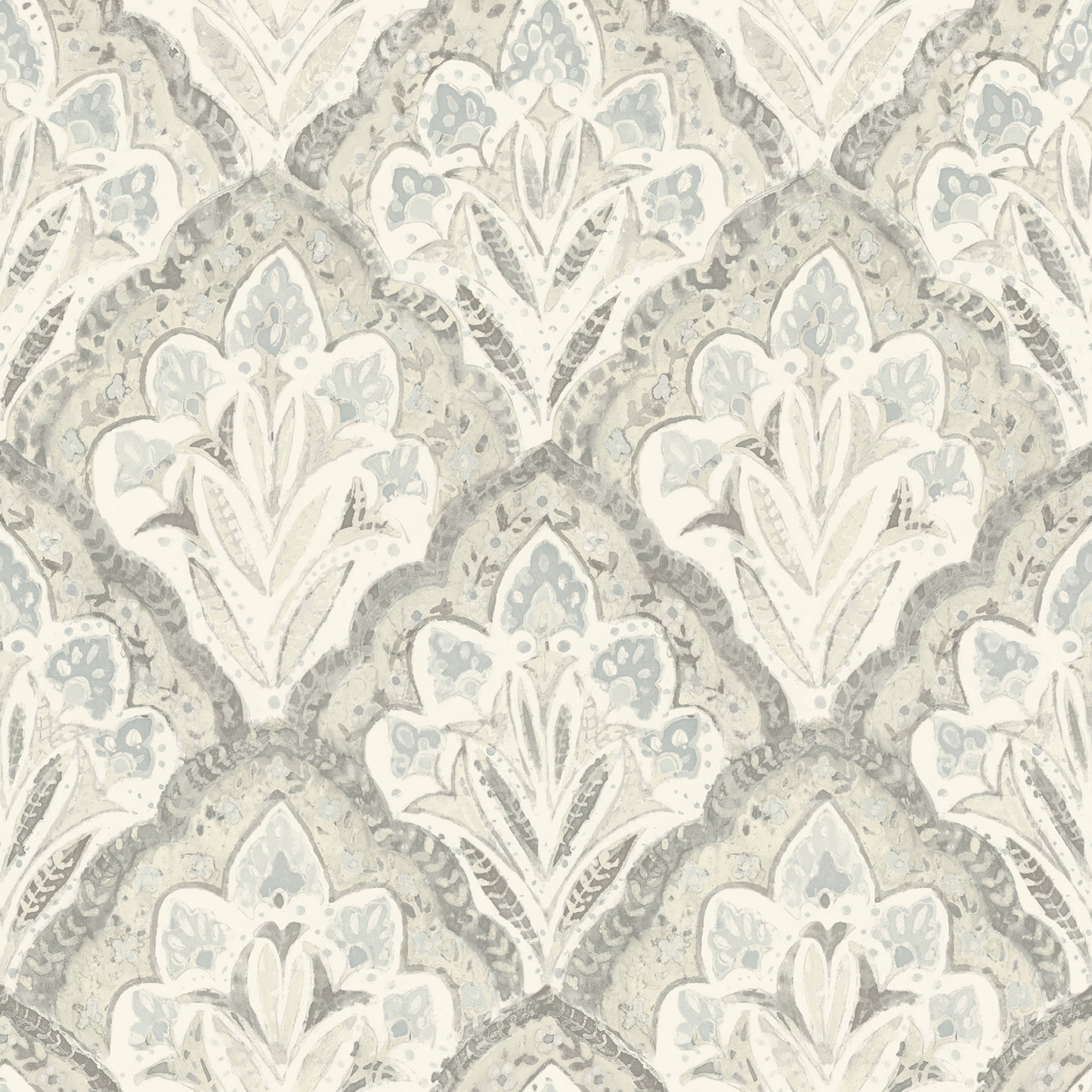 Chesapeake Mimir Grey Quilted Damask Wallpaper, 20.5-in by 33-ft