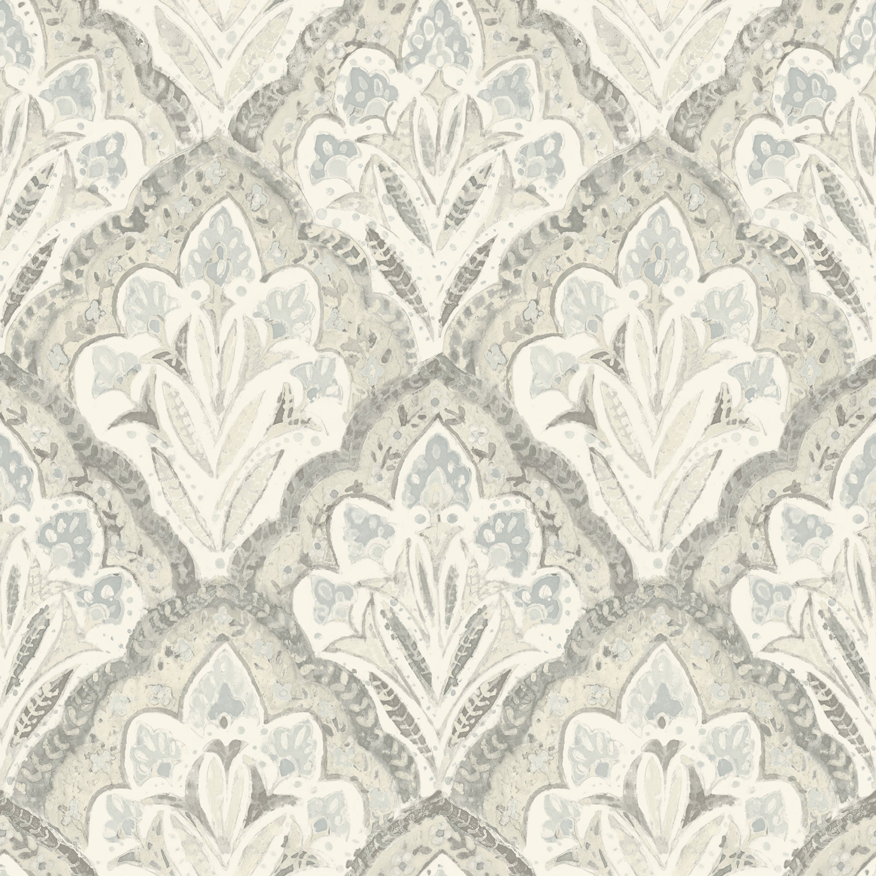 Chesapeake Mimir Grey Quilted Damask Wallpaper, 20.5-in by 33-ft