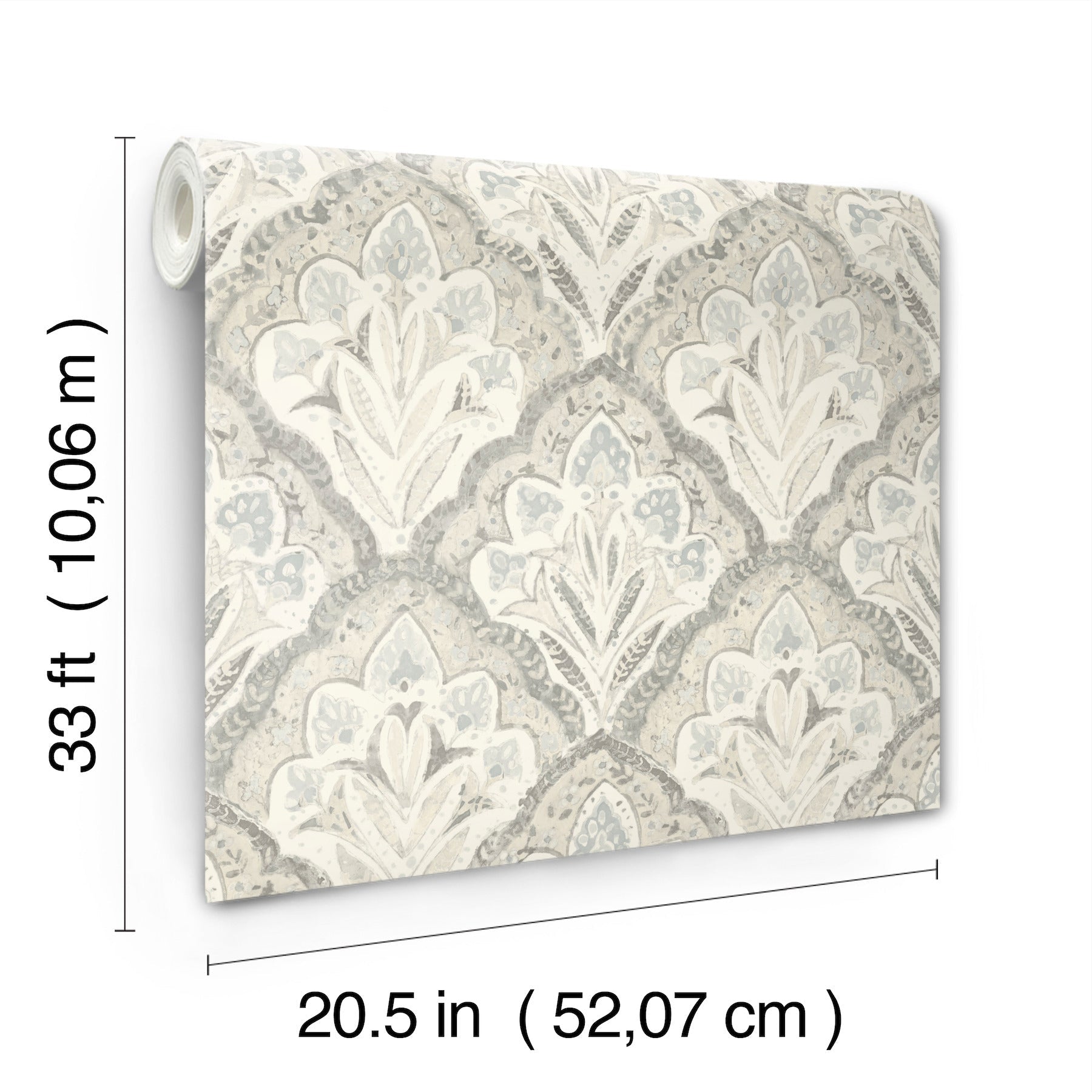 Chesapeake Mimir Grey Quilted Damask Wallpaper, 20.5-in by 33-ft