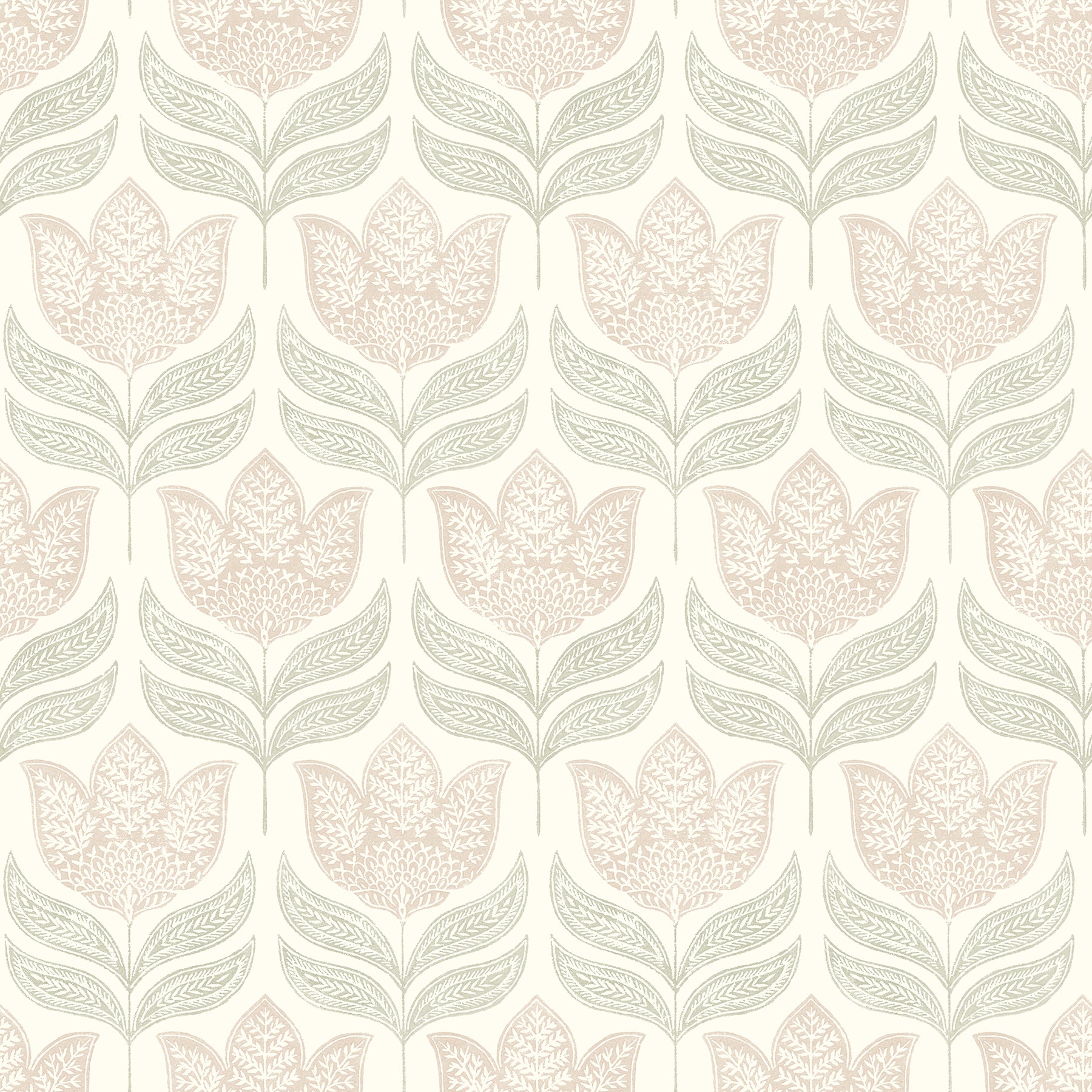 Chesapeake Cathal Blush Tulip Block Print Wallpaper, 20.5-in by 33-ft