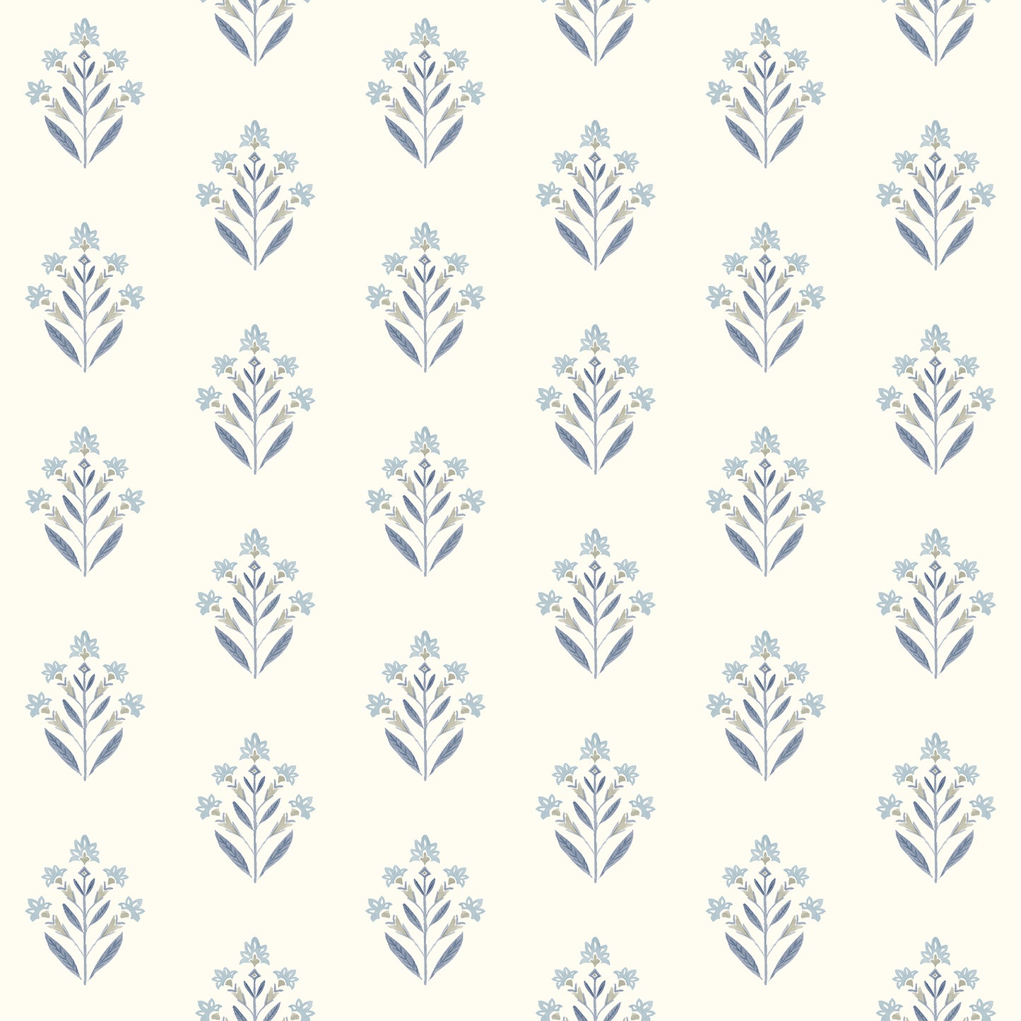 Chesapeake Kova Blue Floral Crest Wallpaper, 20.5-in by 33-ft