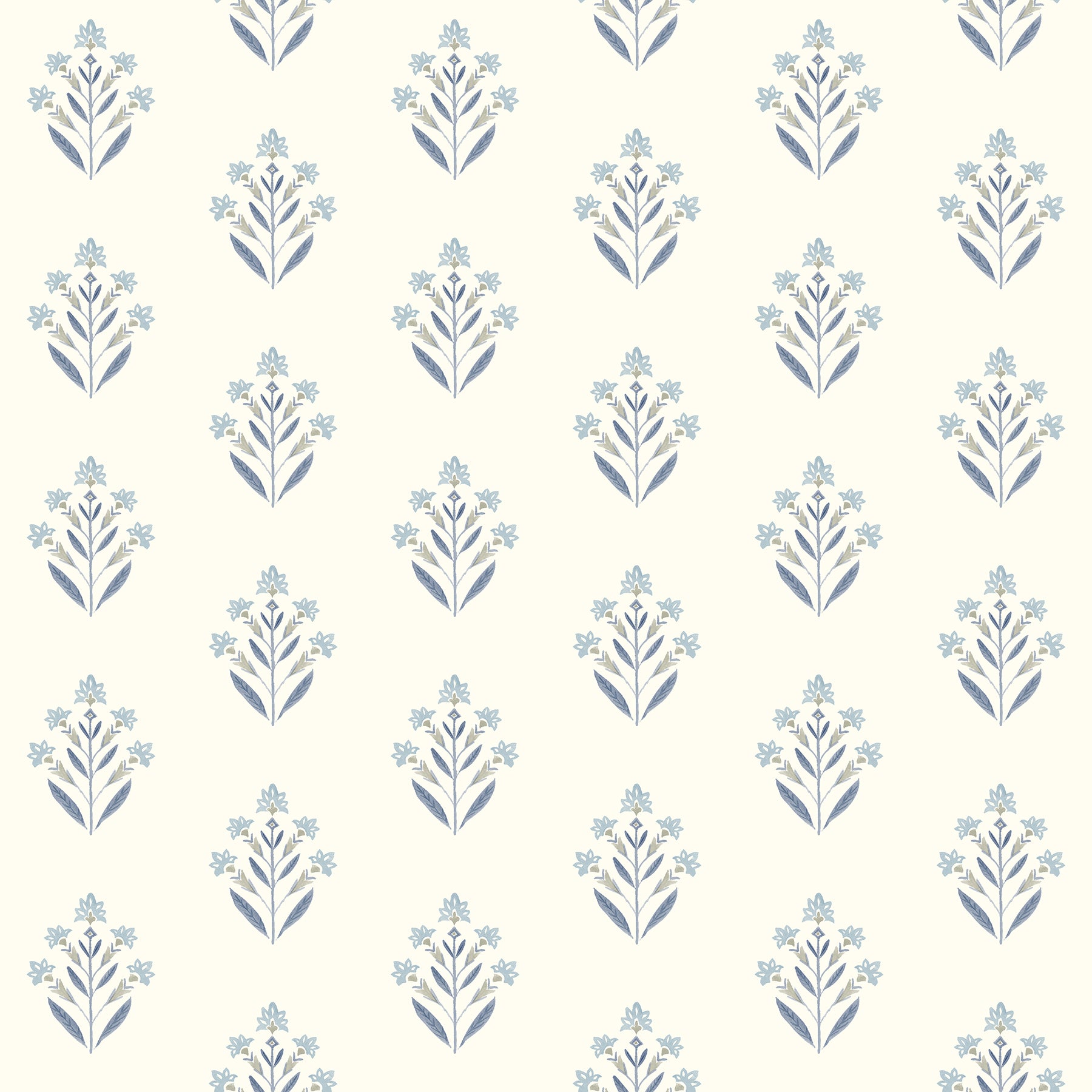 Chesapeake Kova Blue Floral Crest Wallpaper, 20.5-in by 33-ft