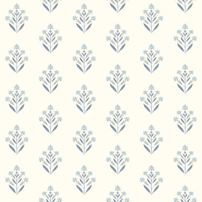 Chesapeake Kova Blue Floral Crest Wallpaper, 20.5-in by 33-ft