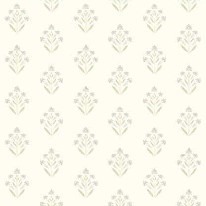 Chesapeake Kova Yellow Floral Crest Wallpaper, 20.5-in by 33-ft