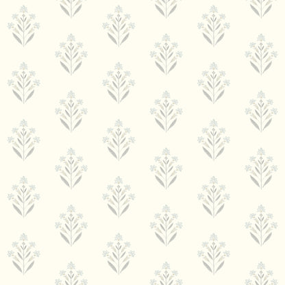 Chesapeake Kova Light Blue Floral Crest Wallpaper, 20.5-in by 33-ft