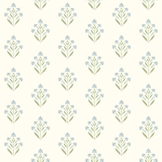 Chesapeake Kova Aquamarine Floral Crest Wallpaper, 20.5-in by 33-ft