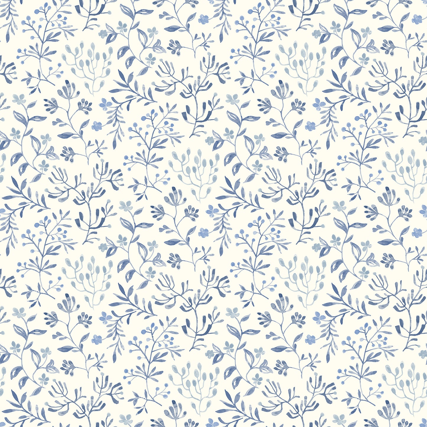 Chesapeake Tarragon Blue Dainty Meadow Wallpaper, 20.5-in by 33-ft