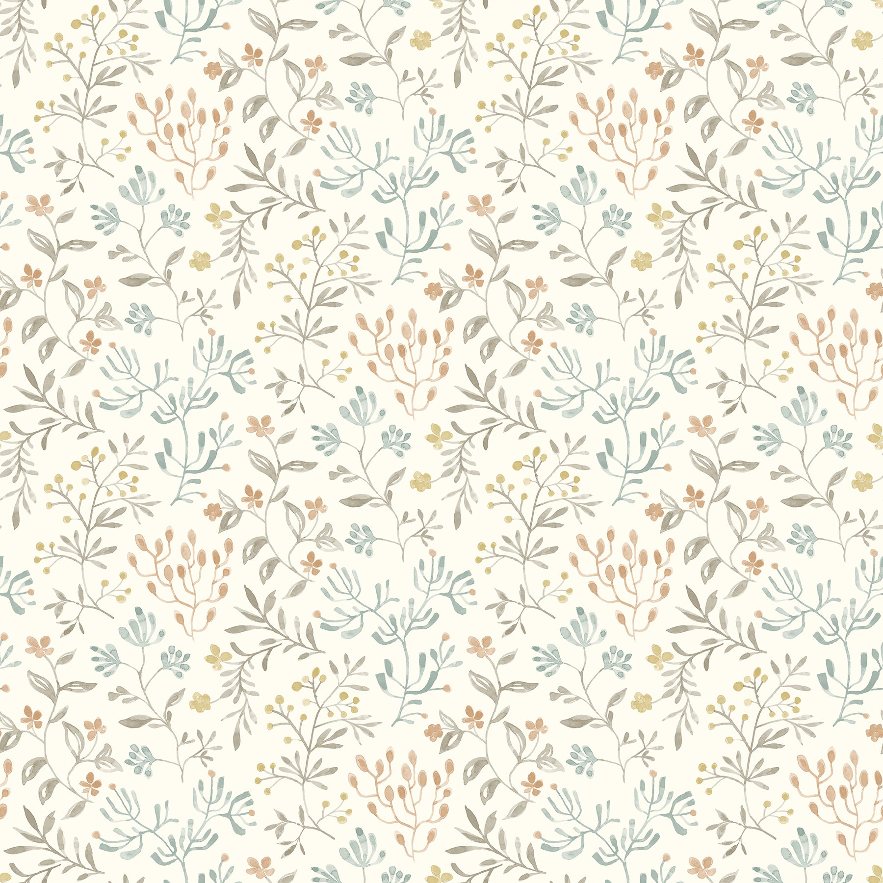 Chesapeake Tarragon Pastel Dainty Meadow Wallpaper, 20.5-in by 33-ft