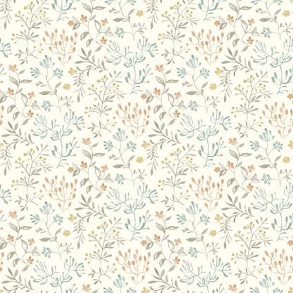 Chesapeake Tarragon Pastel Dainty Meadow Wallpaper, 20.5-in by 33-ft