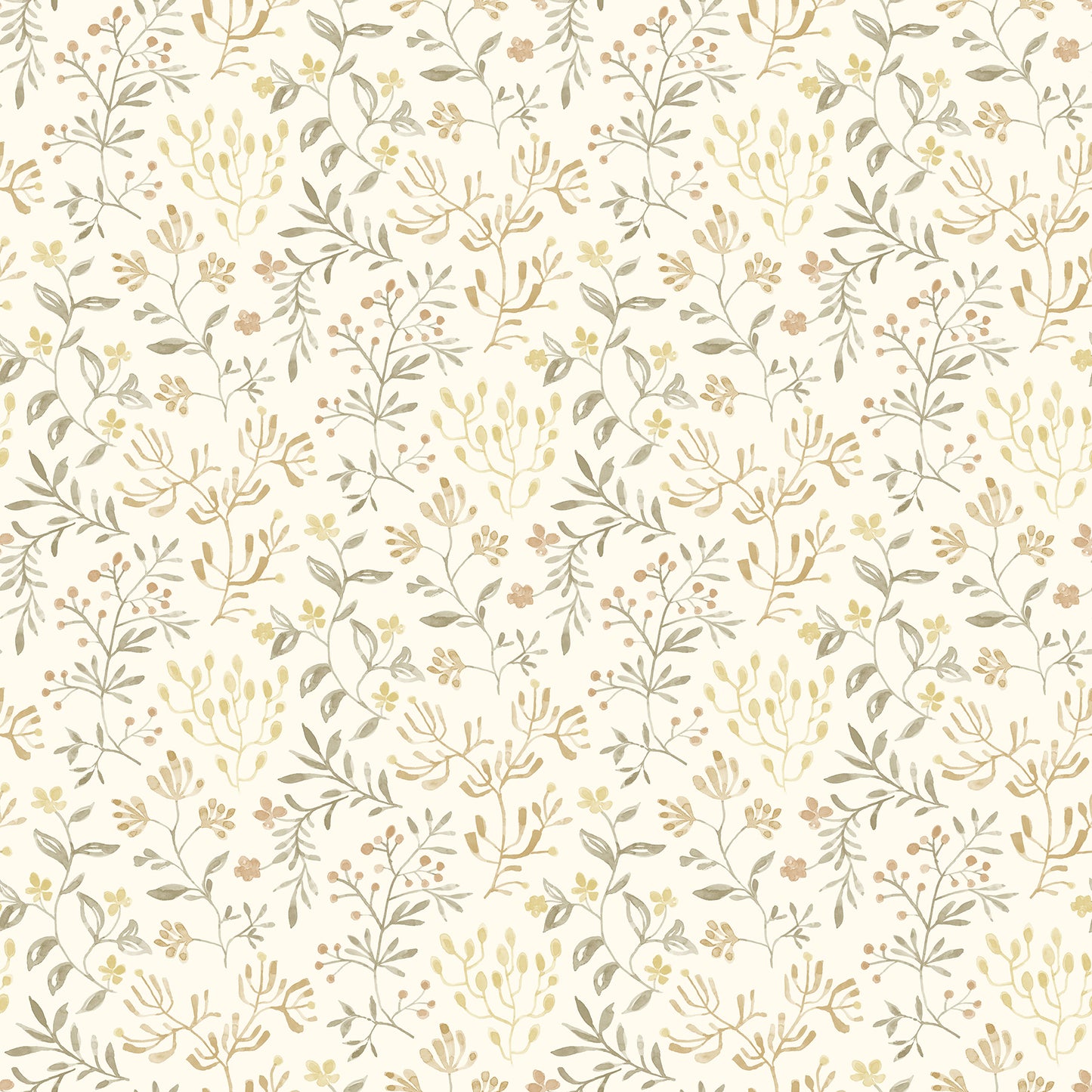 Chesapeake Tarragon Honey Dainty Meadow Wallpaper, 20.5-in by 33-ft