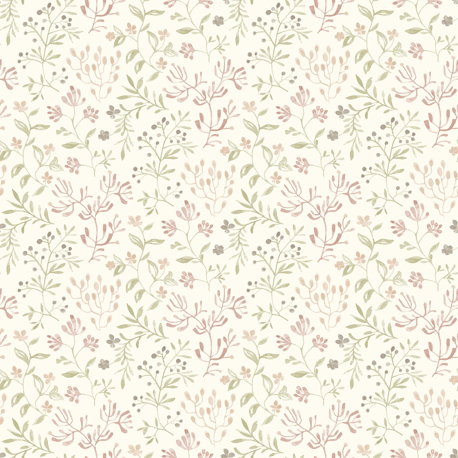 Chesapeake Tarragon Blush Dainty Meadow Wallpaper, 20.5-in by 33-ft