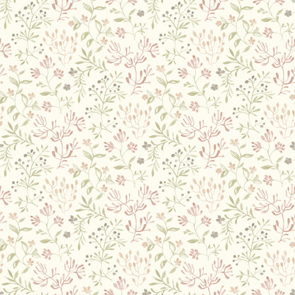 Chesapeake Tarragon Blush Dainty Meadow Wallpaper, 20.5-in by 33-ft