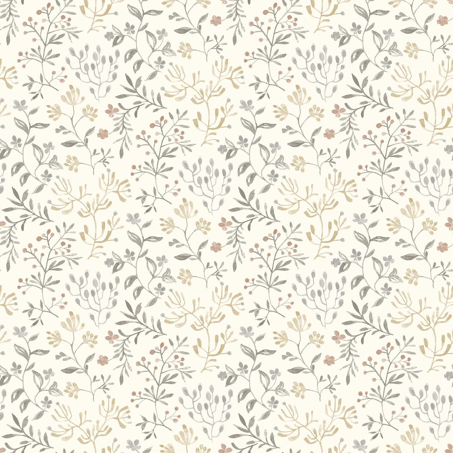 Chesapeake Tarragon Grey Dainty Meadow Wallpaper, 20.5-in by 33-ft