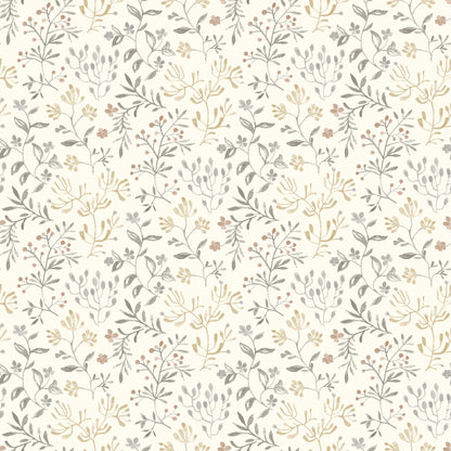 Chesapeake Tarragon Grey Dainty Meadow Wallpaper, 20.5-in by 33-ft