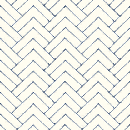 Chesapeake Oswin Navy Tiered Herringbone Wallpaper, 20.5-in by 33-ft