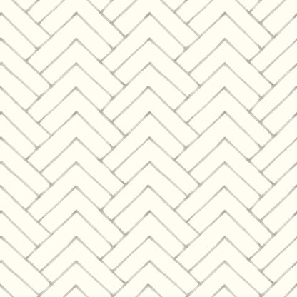 Chesapeake Oswin Grey Tiered Herringbone Wallpaper, 20.5-in by 33-ft