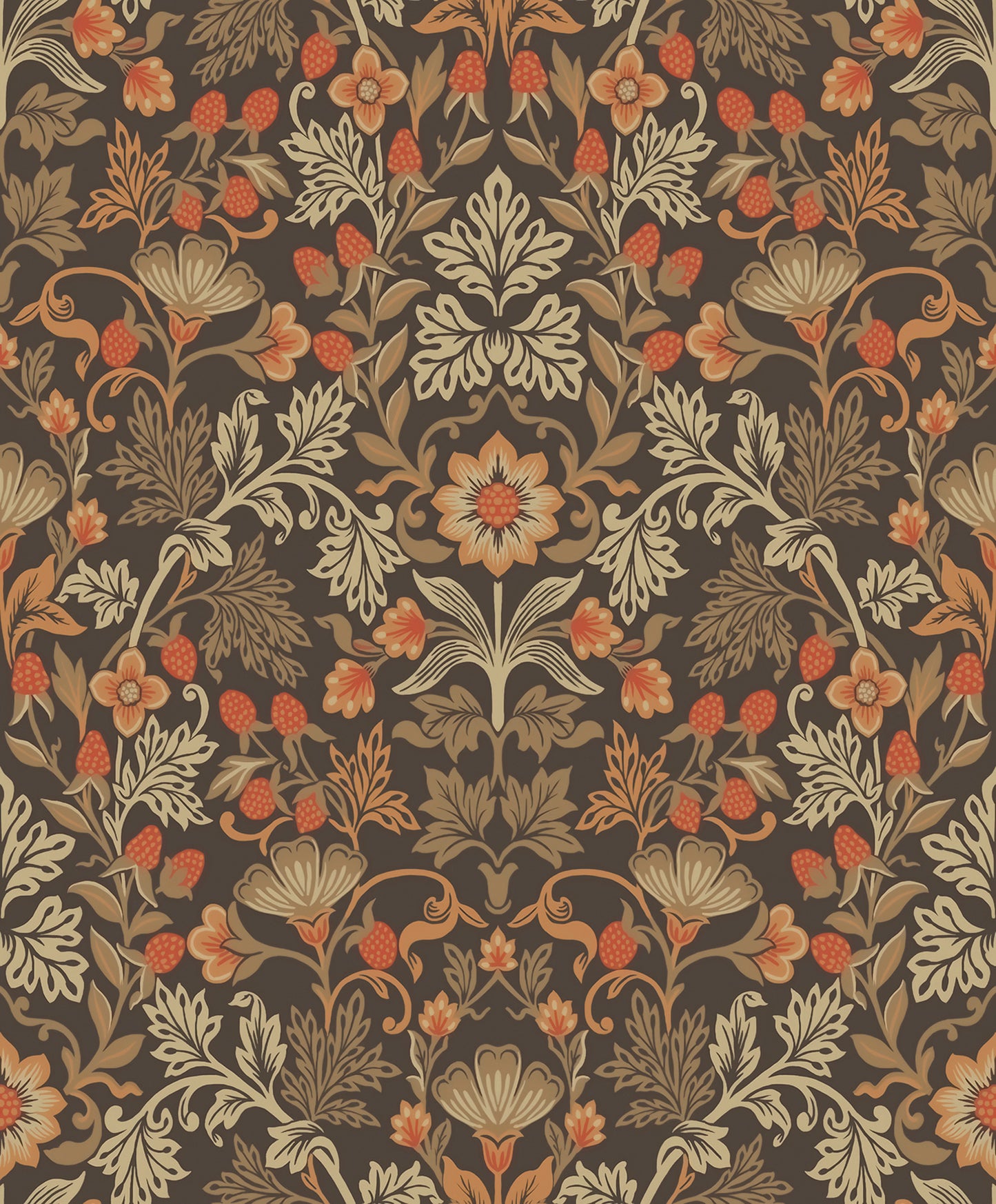 Eijffinger Lila Orange Strawberry Floral Wallpaper, 21.5-in by 33-ft