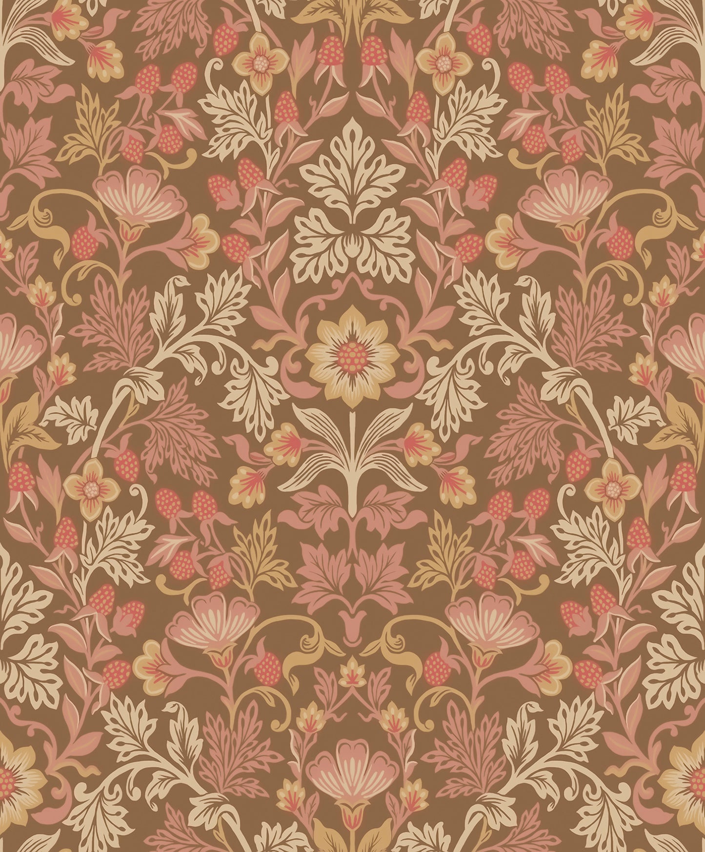 Eijffinger Lila Pink Strawberry Floral Wallpaper, 21.5-in by 33-ft