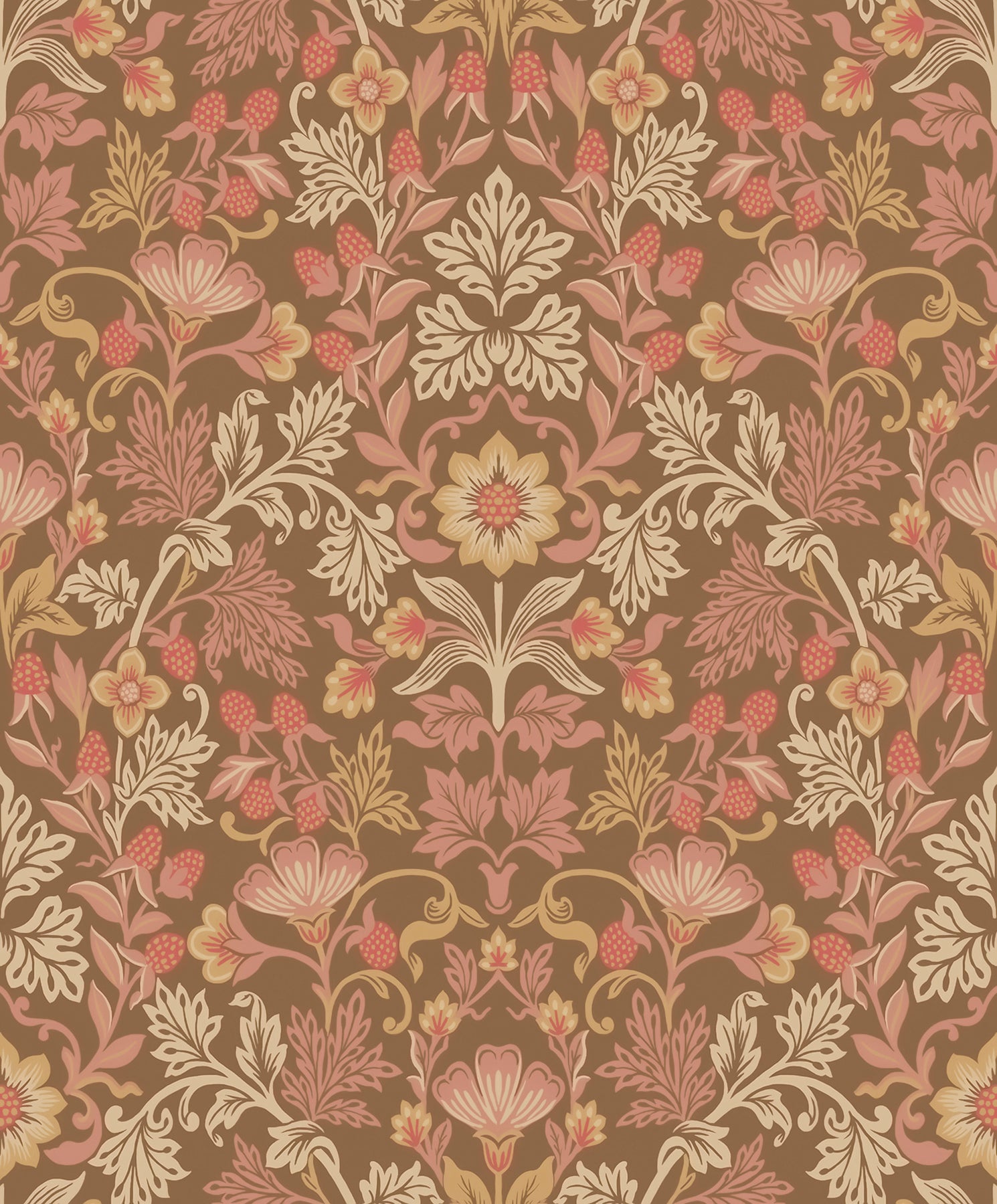 Eijffinger Lila Pink Strawberry Floral Wallpaper, 21.5-in by 33-ft