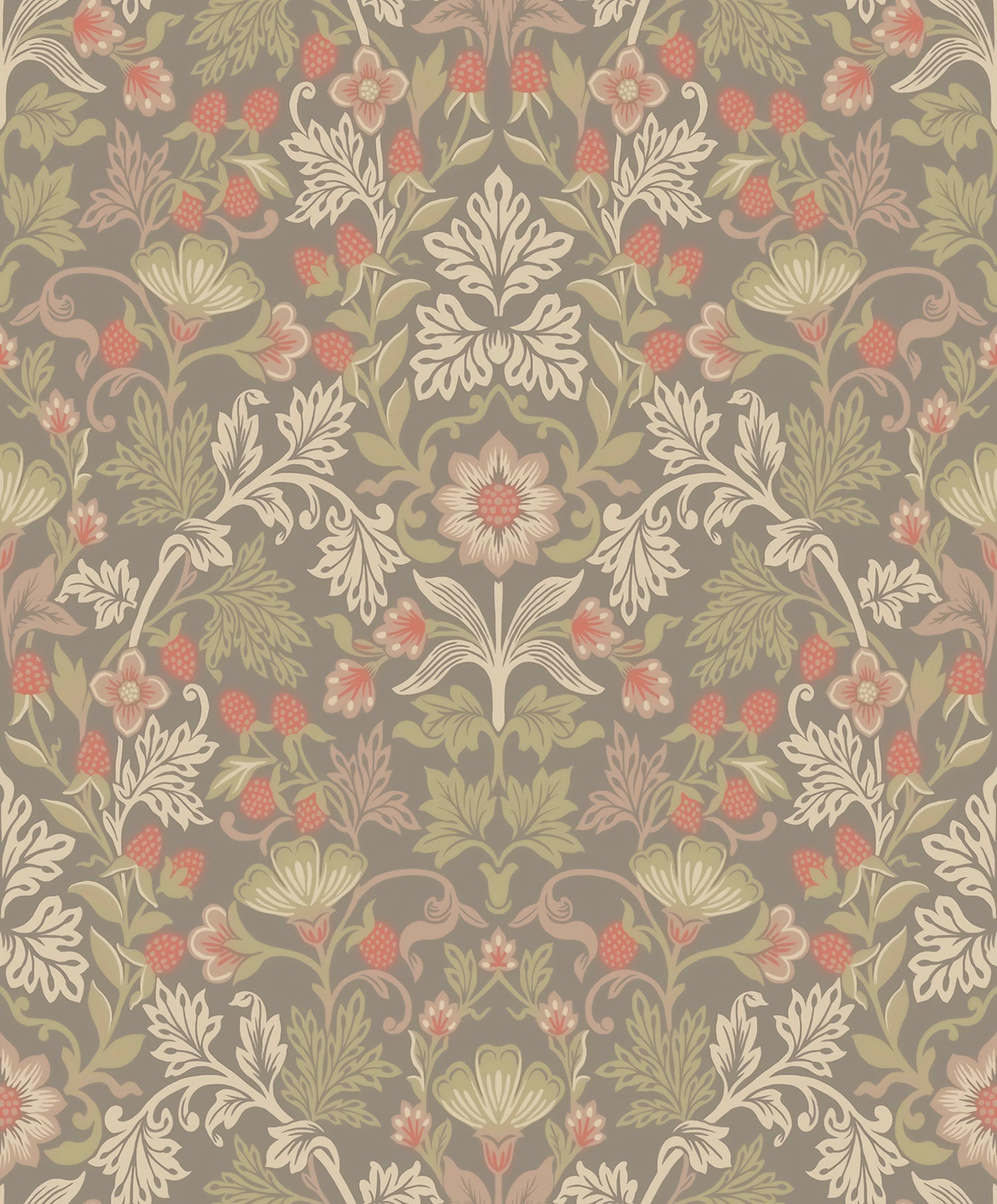 Eijffinger Lila Moss Strawberry Floral Wallpaper, 21.5-in by 33-ft