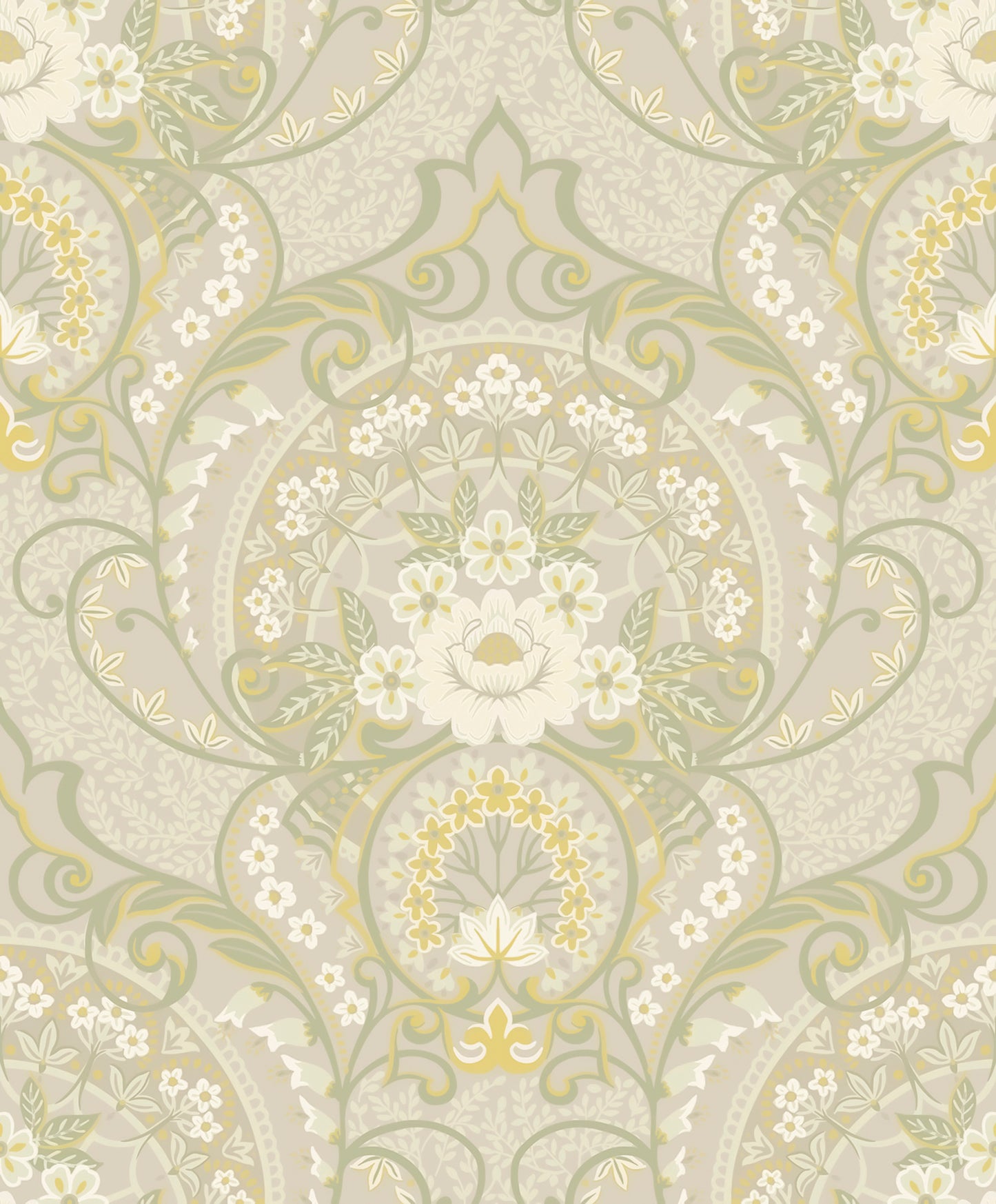 Eijffinger Nasrin Light Grey Damask Wallpaper, 21.5-in by 33-ft