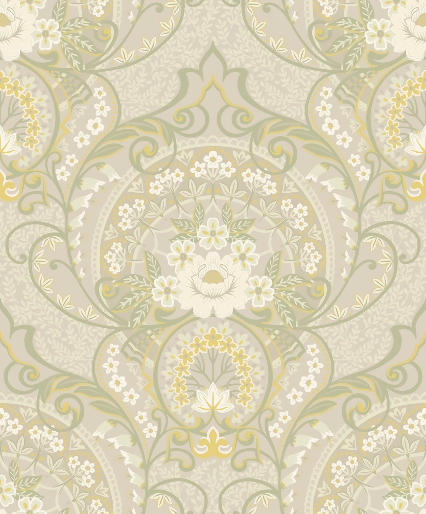 Eijffinger Nasrin Light Grey Damask Wallpaper, 21.5-in by 33-ft