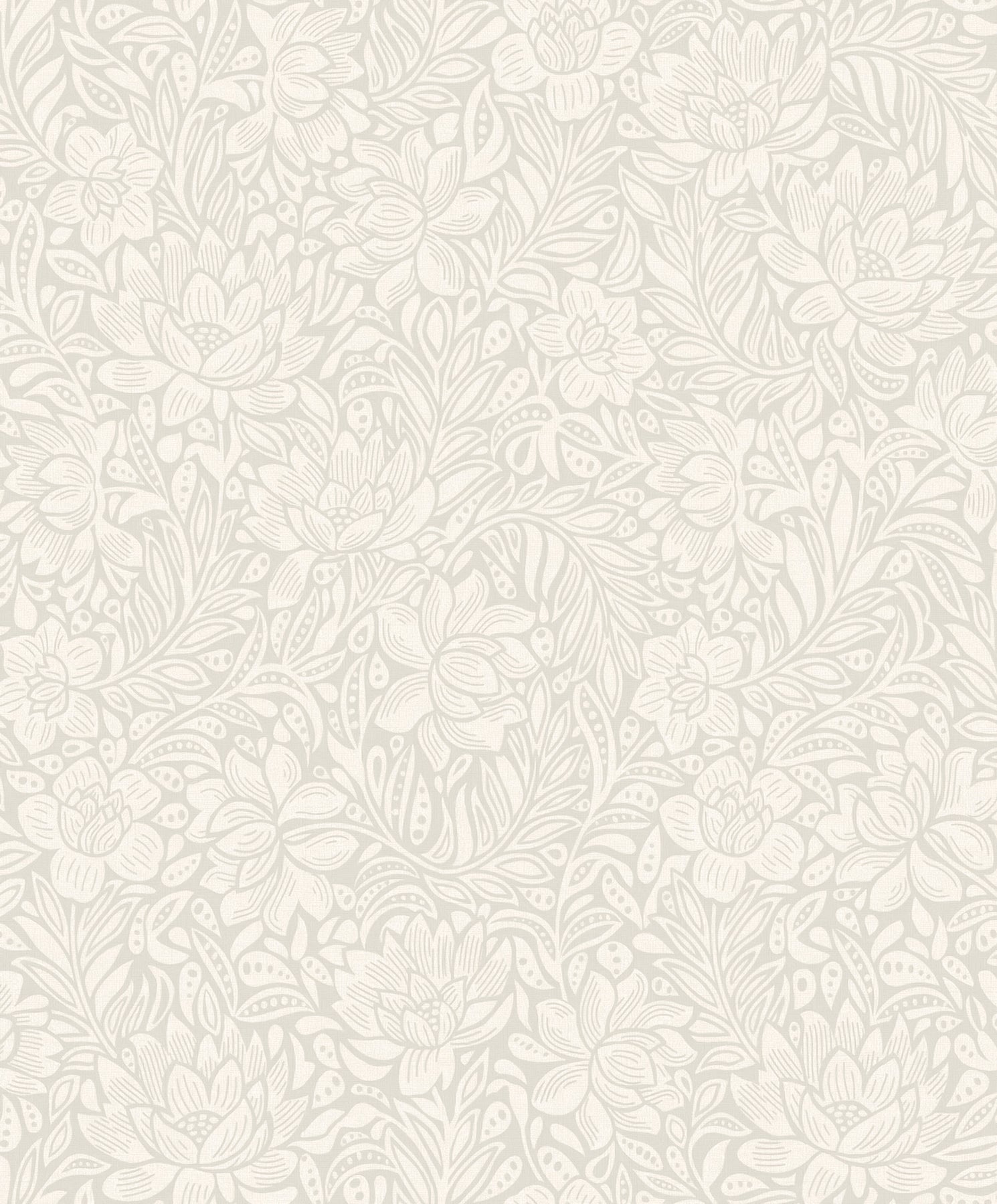 Eijffinger Zahara Light Grey Floral Wallpaper, 21.5-in by 33-ft