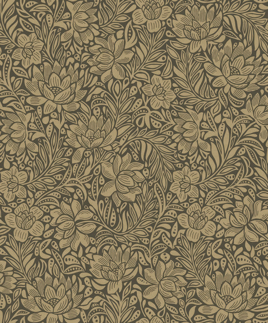 Eijffinger Zahara Chocolate Floral Wallpaper, 21.5-in by 33-ft