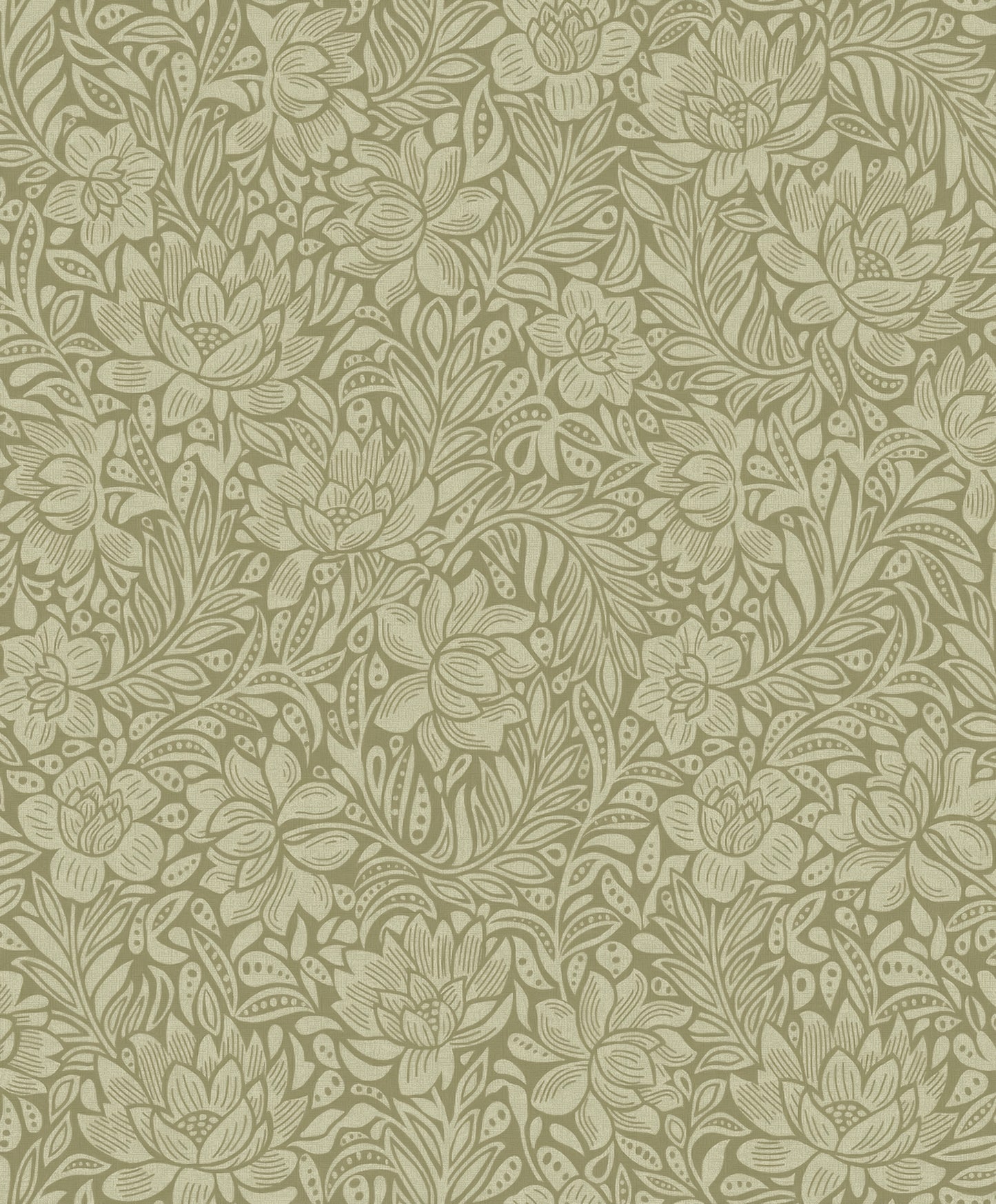 Eijffinger Zahara Olive Floral Wallpaper, 21.5-in by 33-ft