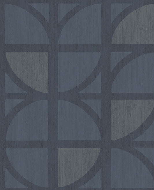 Eijffinger Tulip Dark Blue Geometric Trellis Wallpaper, 20.5-in by 33-ft