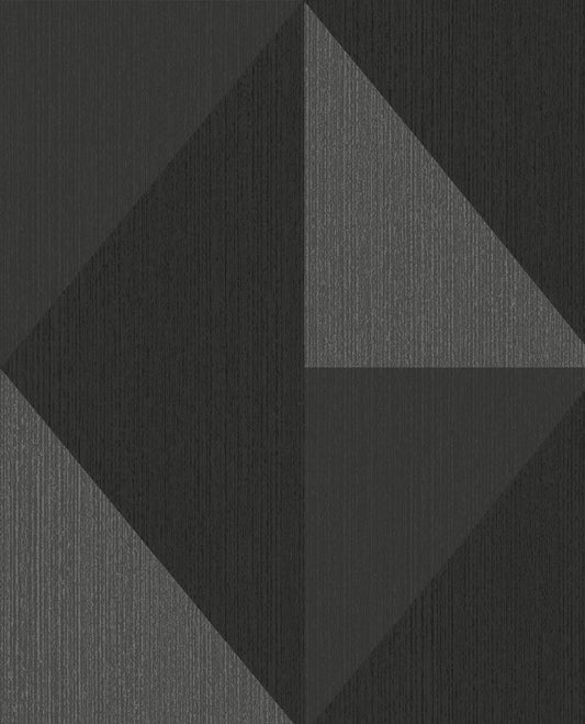 Eijffinger Diamond Silver Tri-Tone Geometric Wallpaper, 20.5-in by 33-ft