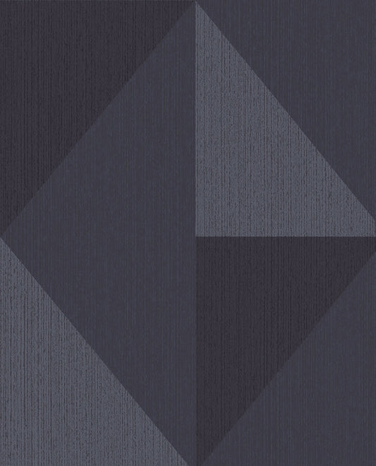 Eijffinger Diamond Blue Tri-Tone Geometric Wallpaper, 20.5-in by 33-ft