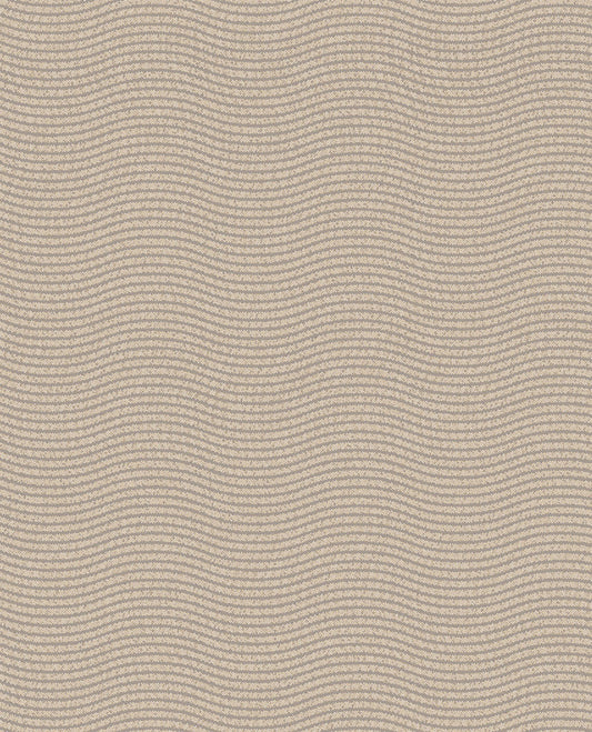 Eijffinger Curves Bronze Glittering Waves Wallpaper, 20.5-in by 33-ft