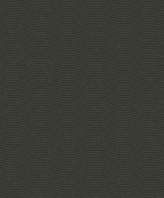 Eijffinger Curves Black Glittering Waves Wallpaper, 20.5-in by 33-ft