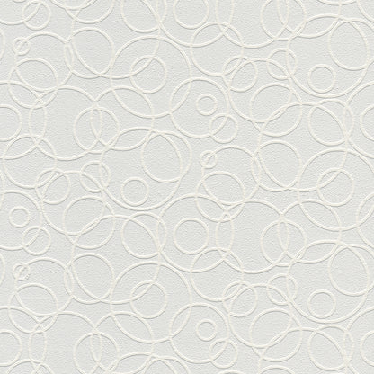 Brewster Artemisia White Circles Paintable Wallpaper, 20.9-in by 33-ft