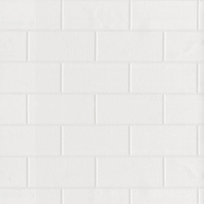 Brewster Galley White Subway Tile Paintable Wallpaper, 20.9-in by 33-ft