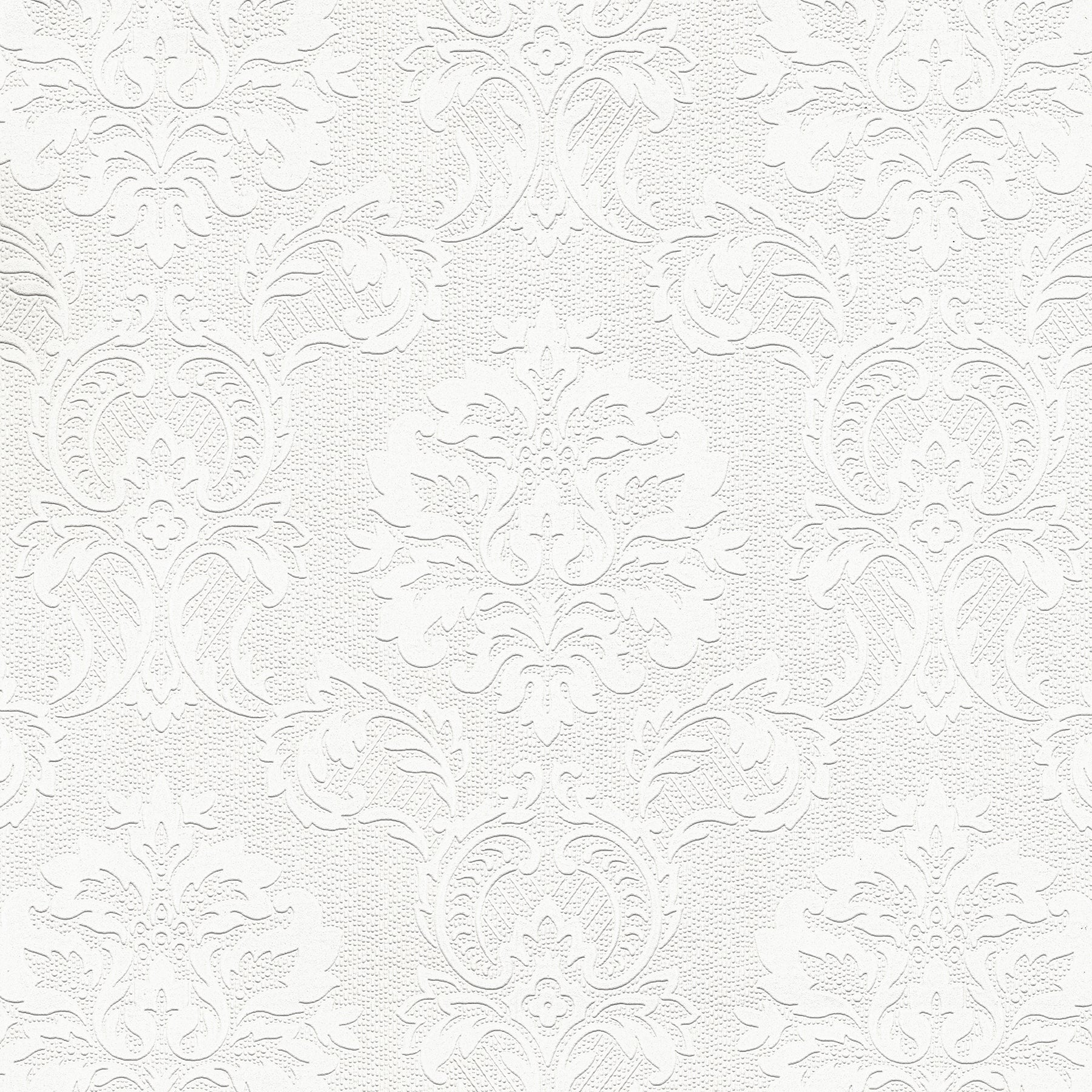 Brewster Plouf White Damask Paintable Wallpaper, 20.9-in by 33-ft