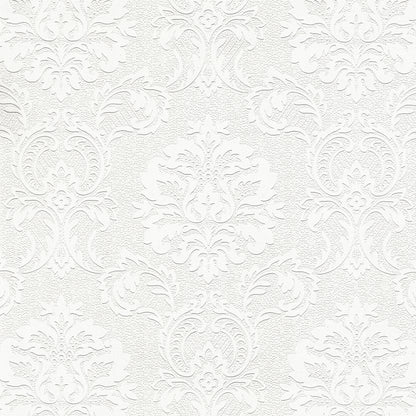 Brewster Plouf White Damask Paintable Wallpaper, 20.9-in by 33-ft