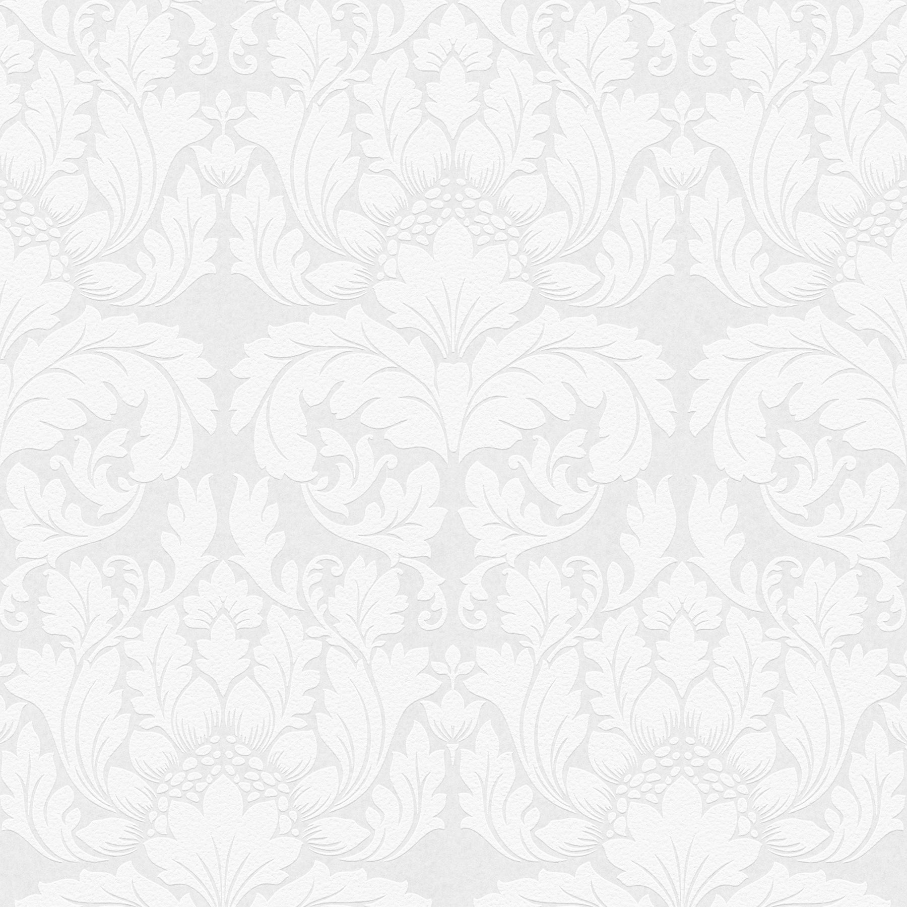 Brewster Jan White Damask Paintable Wallpaper, 20.9-in by 33-ft