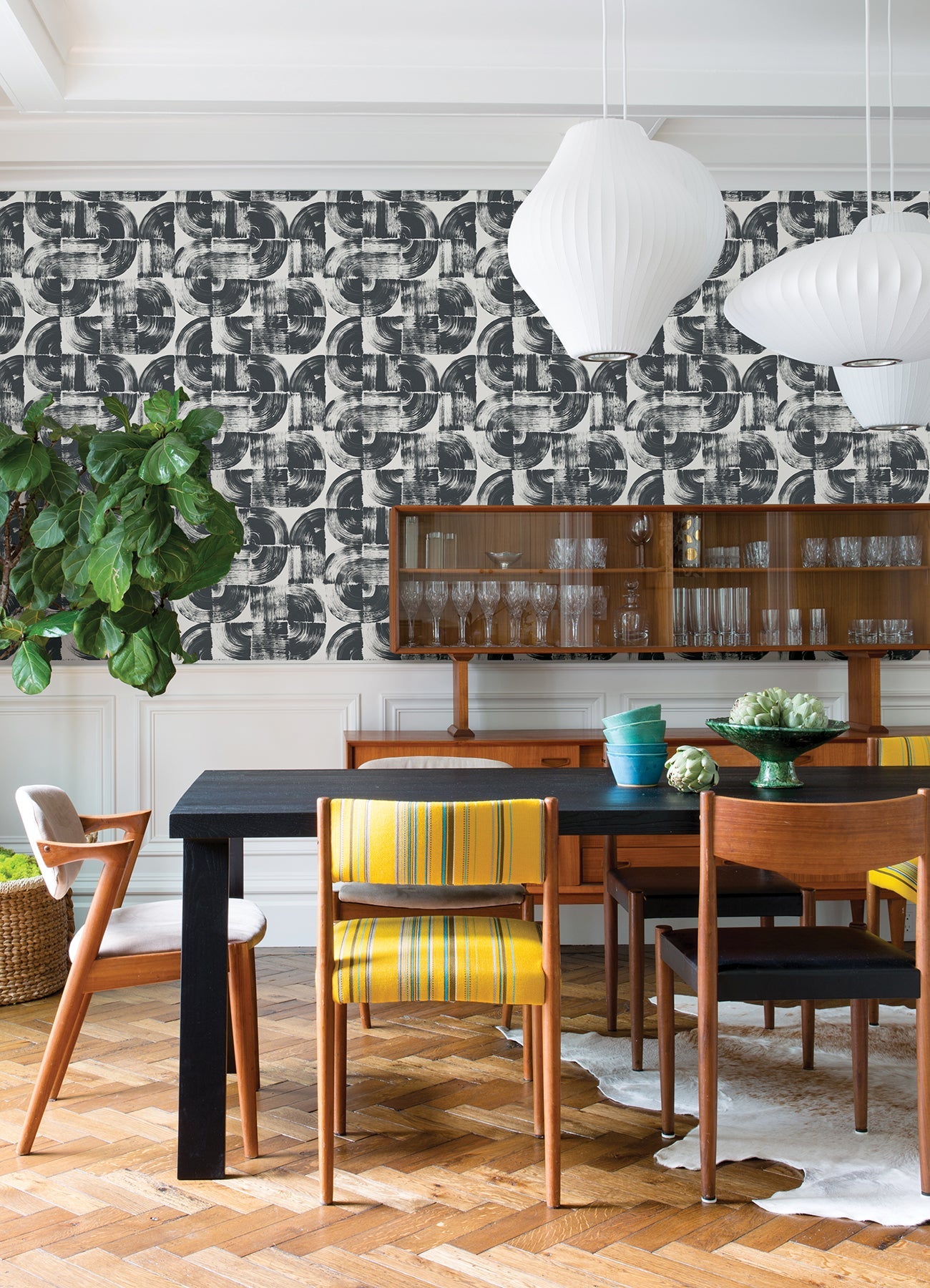 A-Street Prints Giulietta Black Painterly Geometric Wallpaper, 20.5-in by 33-ft