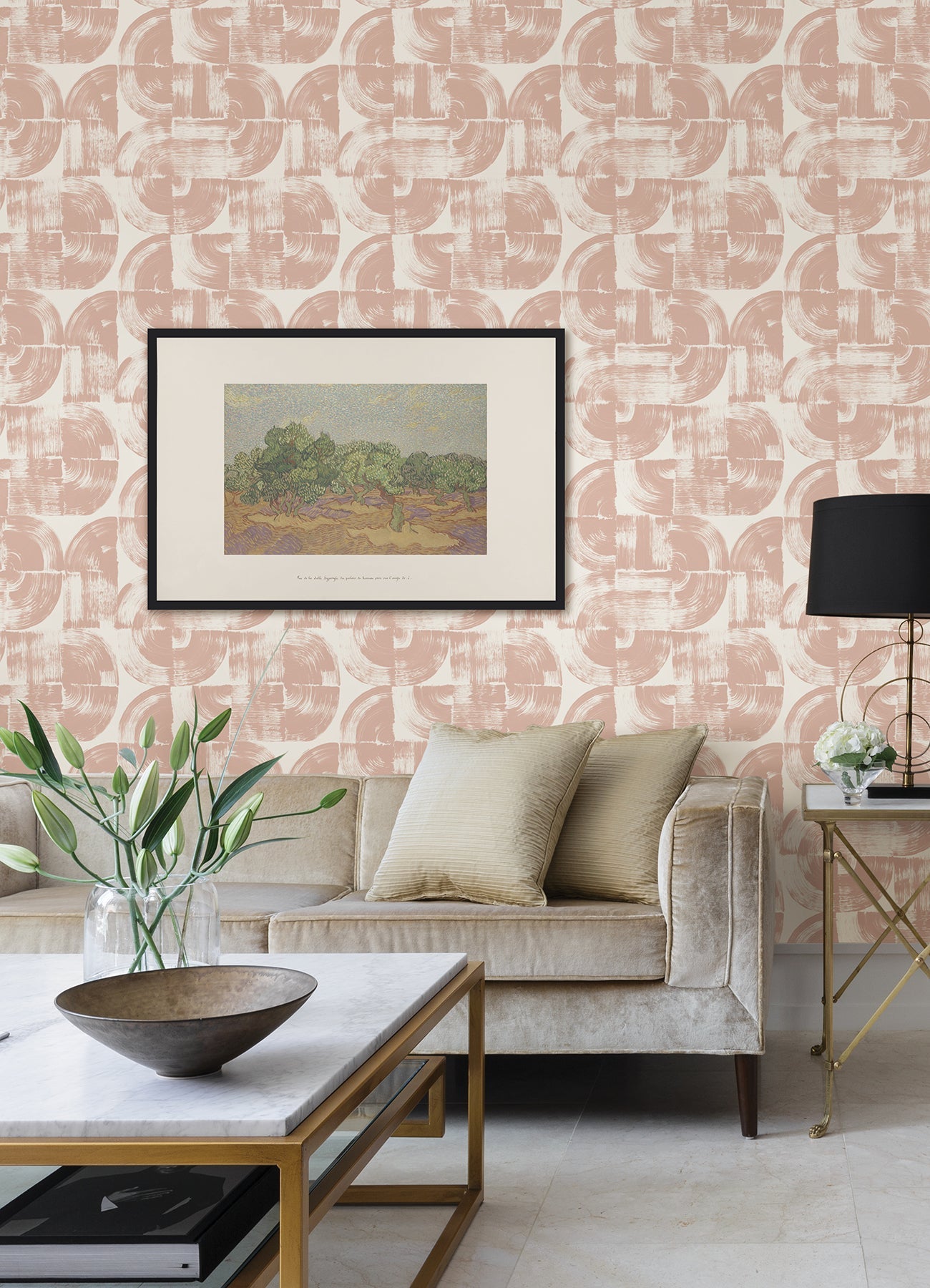 A-Street Prints Giulietta Blush Painterly Geometric Wallpaper, 20.5-in by 33-ft