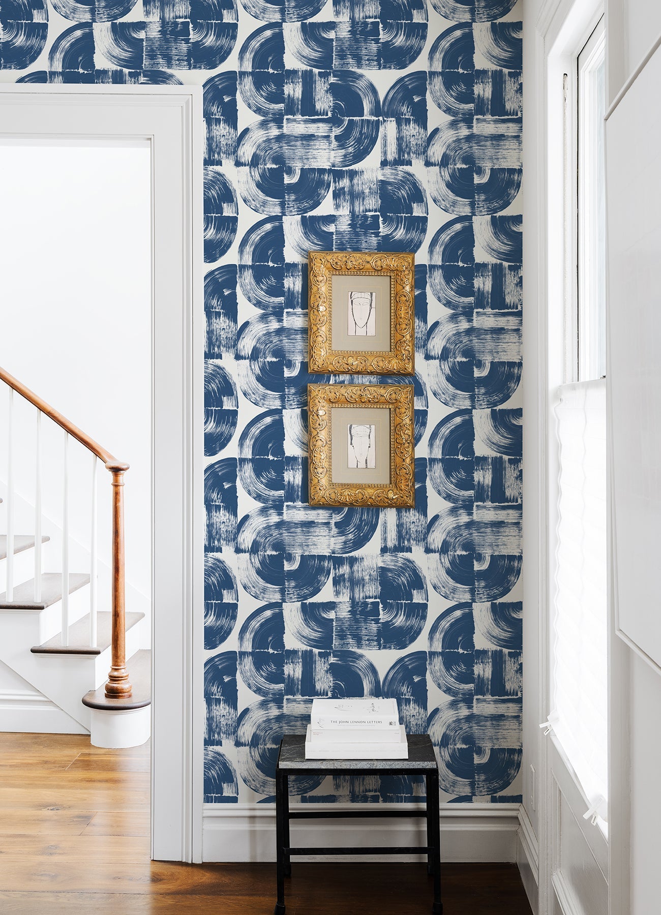 A-Street Prints Giulietta Blue Painterly Geometric Wallpaper, 20.5-in by 33-ft