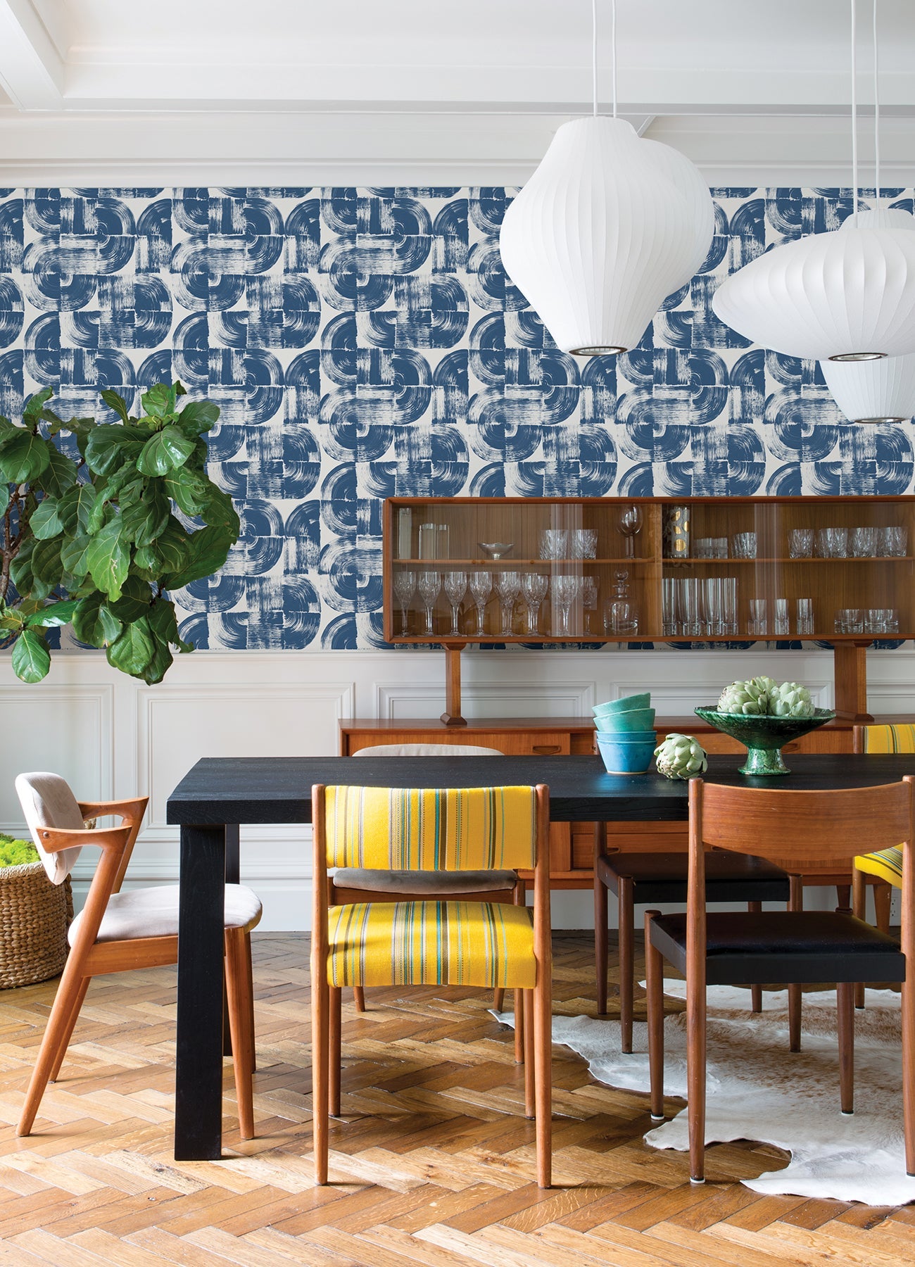 A-Street Prints Giulietta Blue Painterly Geometric Wallpaper, 20.5-in by 33-ft