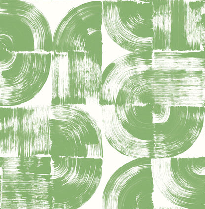 A-Street Prints Giulietta Green Painterly Geometric Wallpaper, 20.5-in by 33-ft