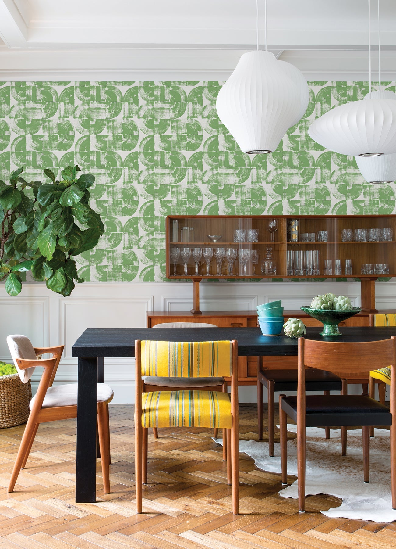 A-Street Prints Giulietta Green Painterly Geometric Wallpaper, 20.5-in by 33-ft